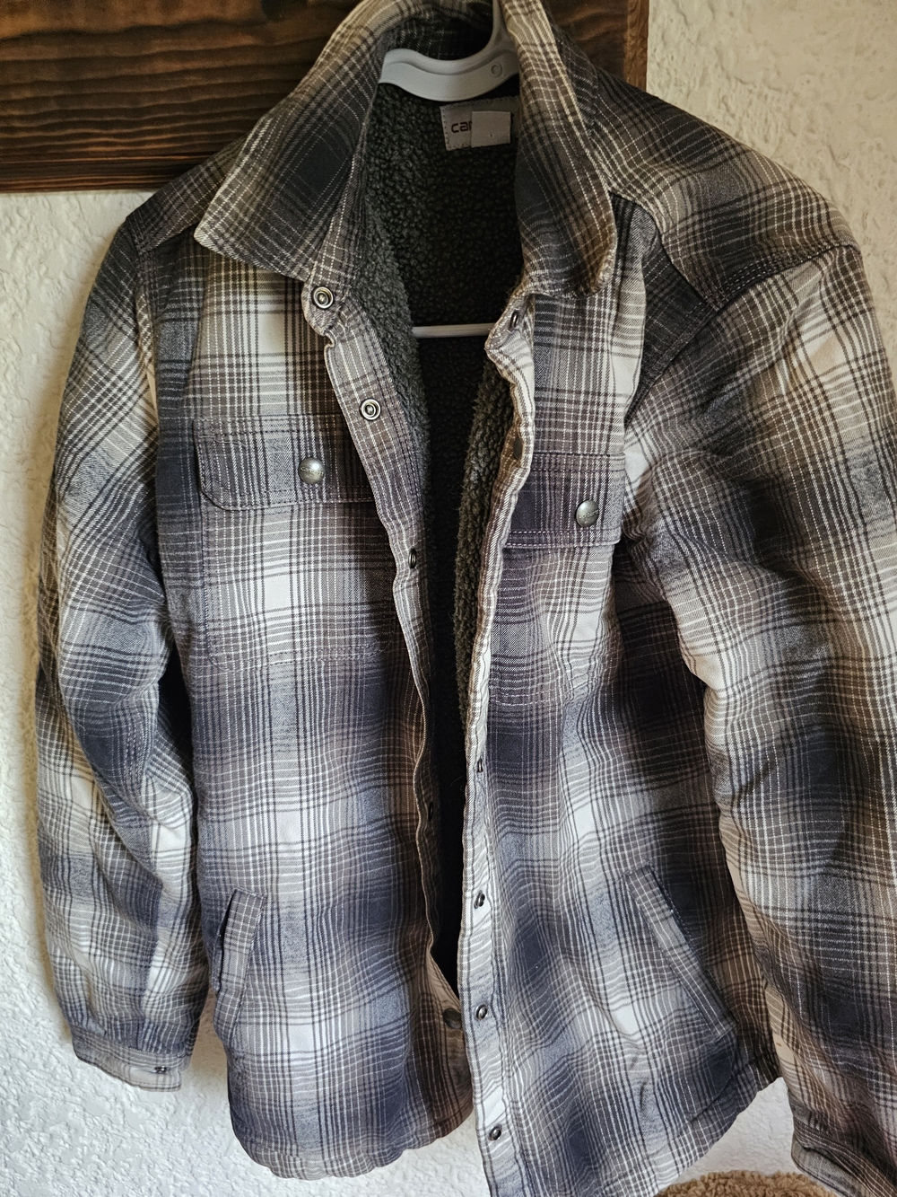 Womens Carhartt Sherpa-Lined Plaid Jacket — Gray